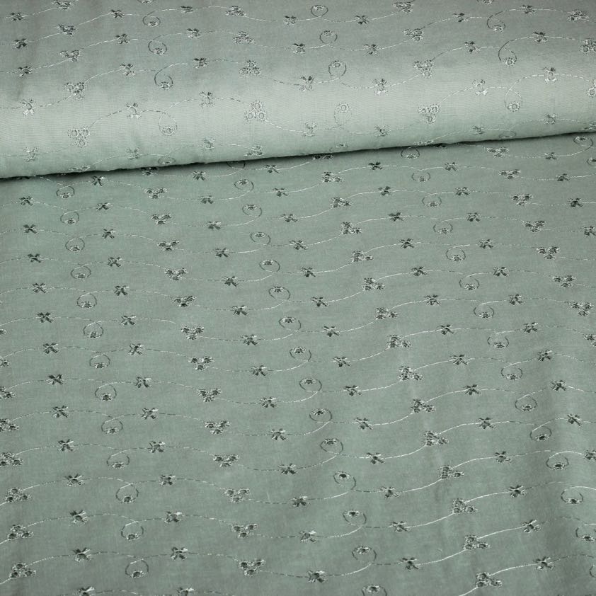 Broderie-Stoff altgrün