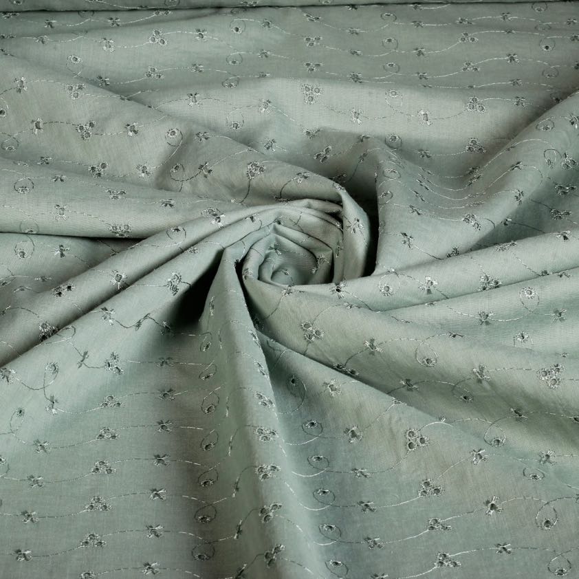 Broderie-Stoff altgrün