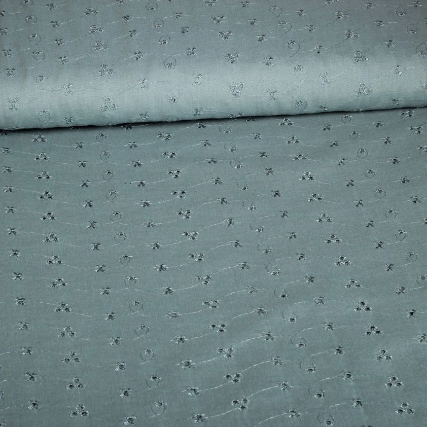 Broderie-Stoff dunkelaltgrün