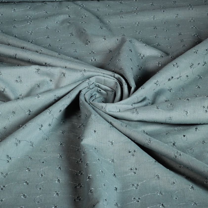 Broderie-Stoff dunkelaltgrün
