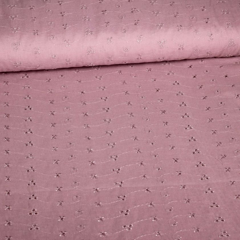 Broderie-Stoff altrosa