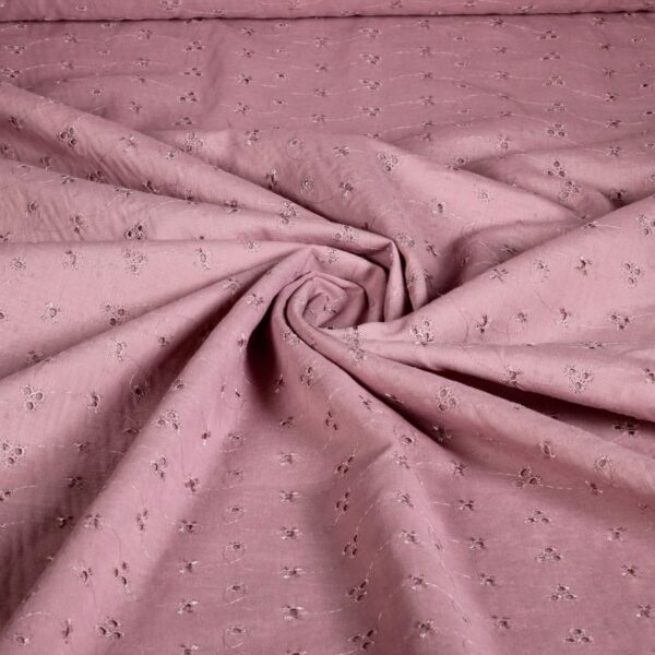 Broderie-Stoff altrosa