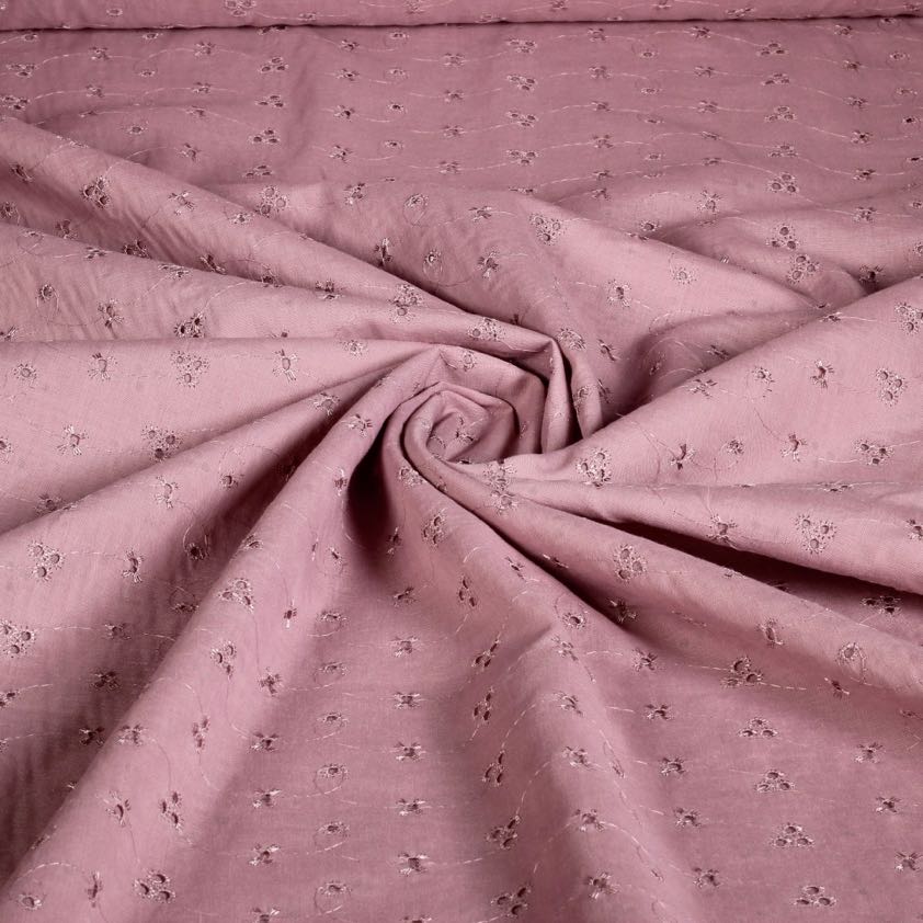Broderie-Stoff altrosa