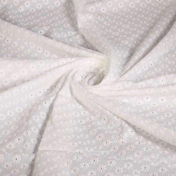 Broderie-Stoff Blume weiß