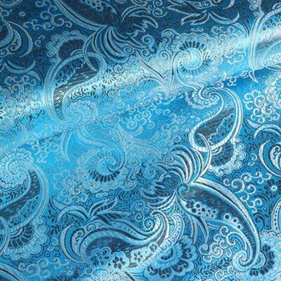 Jacquard Paisley Stoff aqua silber