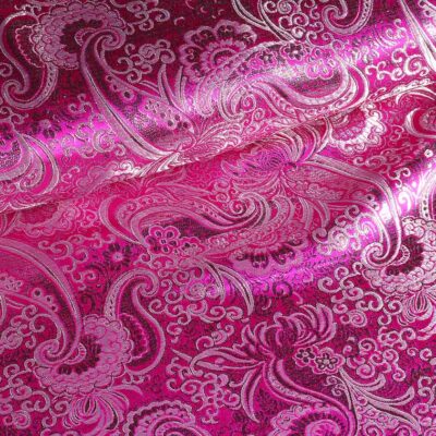 Jacquard Paisley Stoff fuchsia silber