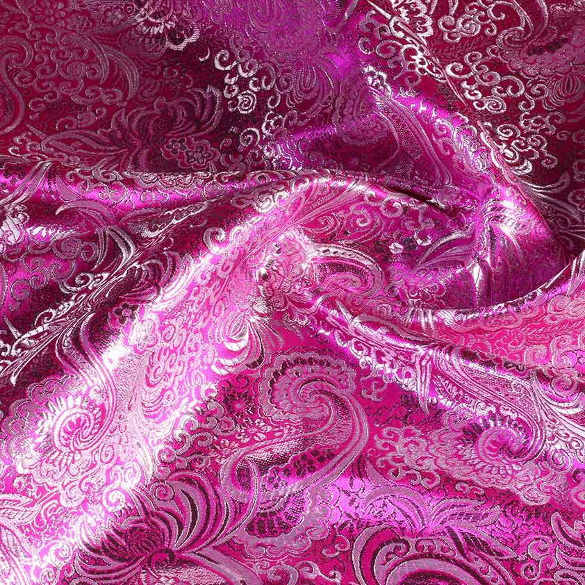 Jacquard Paisley Stoff fuchsia silber