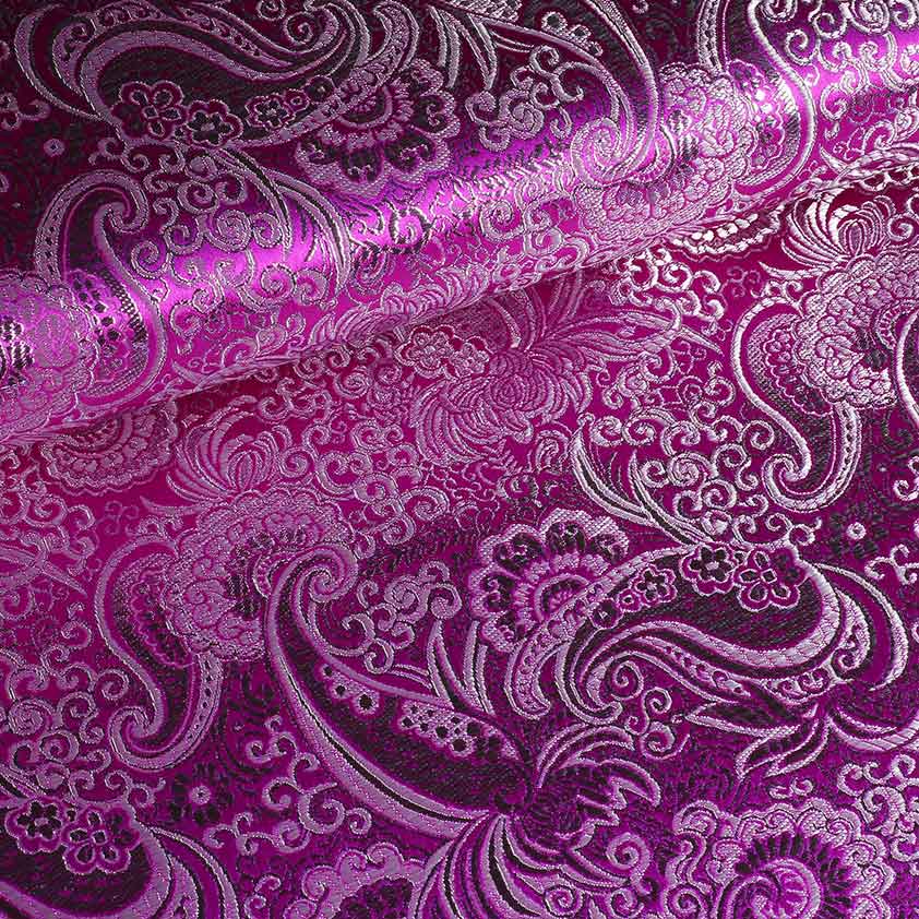 Jacquard-Stoff paisley lila mit silber