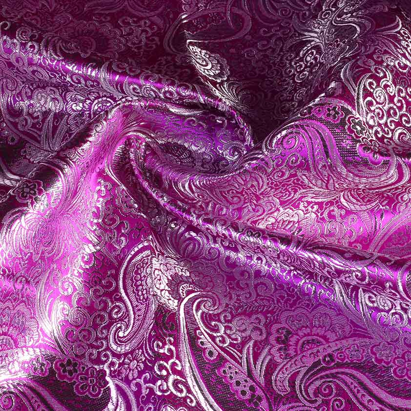 Jacquard-Stoff paisley lila mit silber