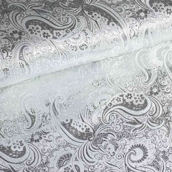 Jacquard-Stoff Paisley silber