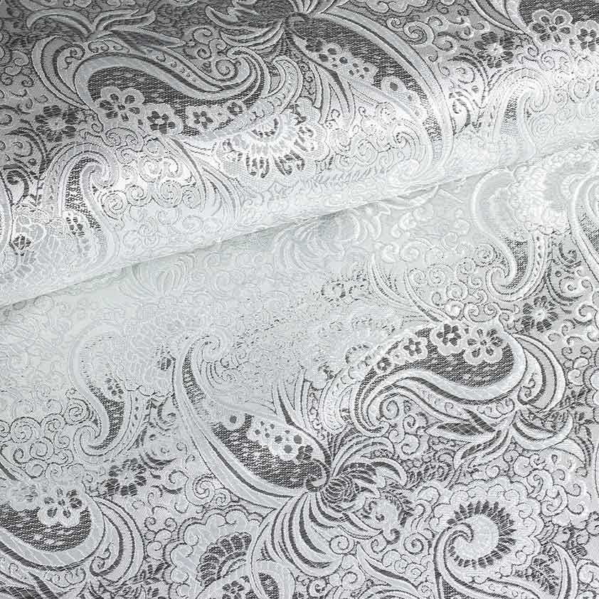 Jacquard-Stoff Paisley silber
