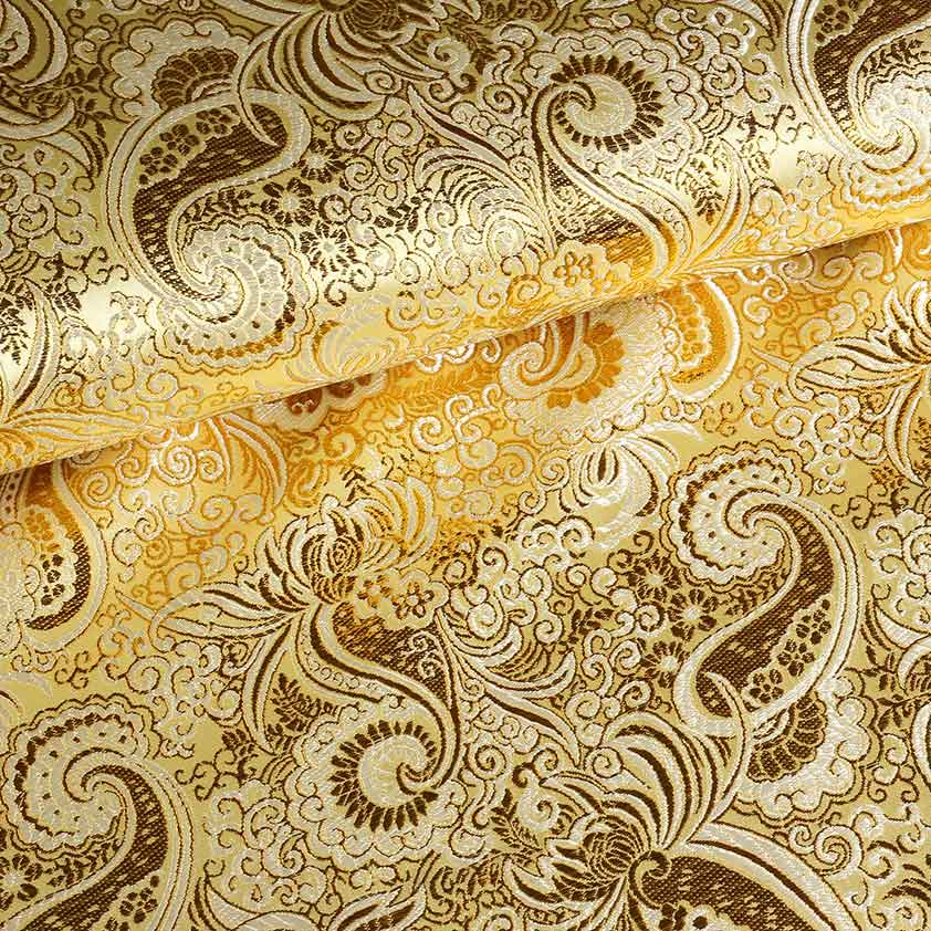Jacquard Paisley Stoff ecru gold