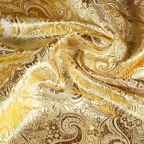 Jacquard Paisley Stoff ecru gold