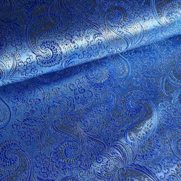 Jacquard-Stoff blau mit silbernem Lurex