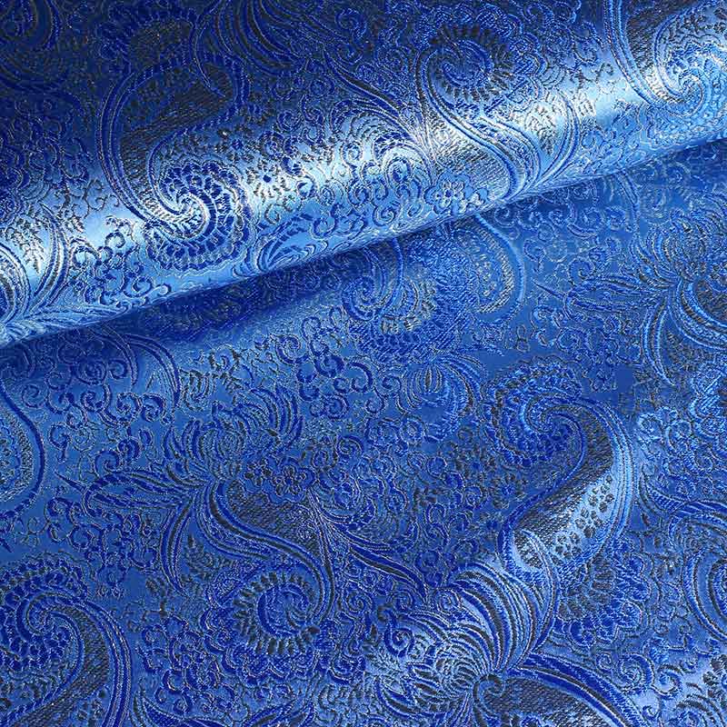 Jacquard-Stoff blau mit silbernem Lurex