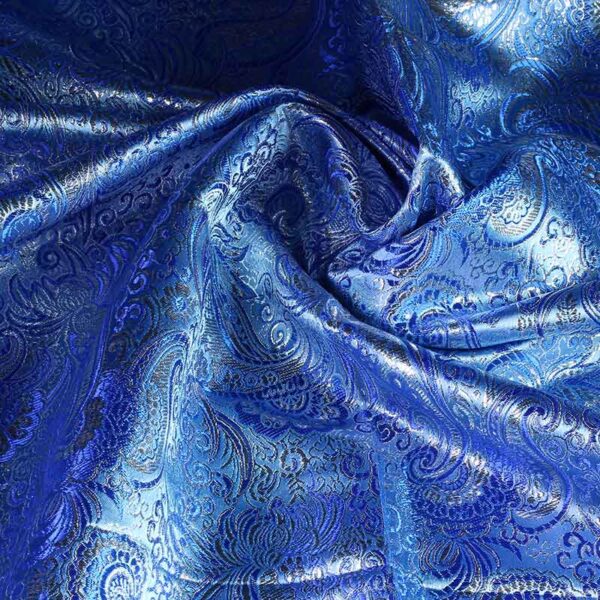 Jacquard-Stoff blau mit silbernem Lurex