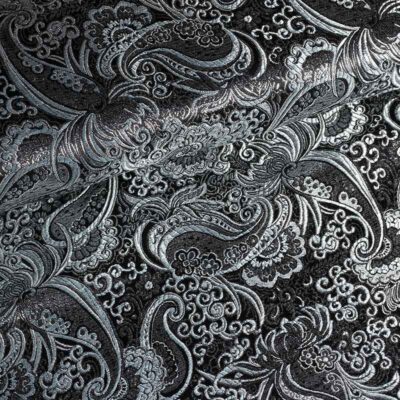 Jacquard-Paisley-Stoff schwarz mit Silber