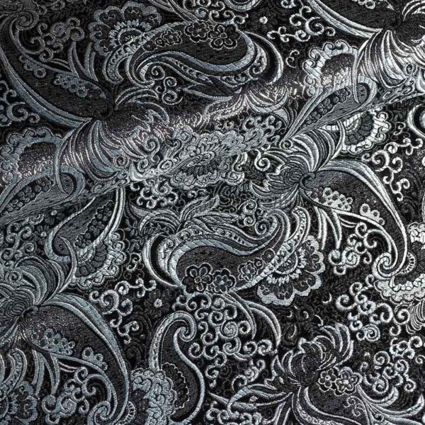 Jacquard-Paisley-Stoff schwarz mit Silber