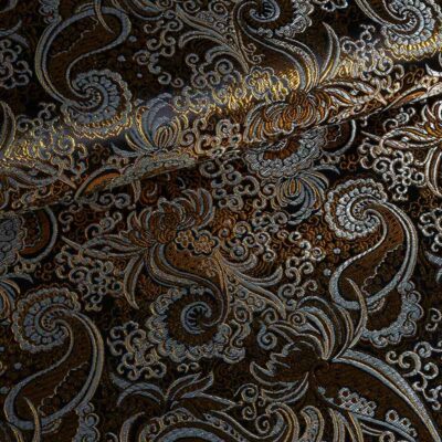 Jacquard Paisley Stoff schwarz mit Gold