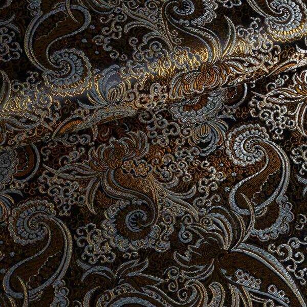 Jacquard Paisley Stoff schwarz mit Gold