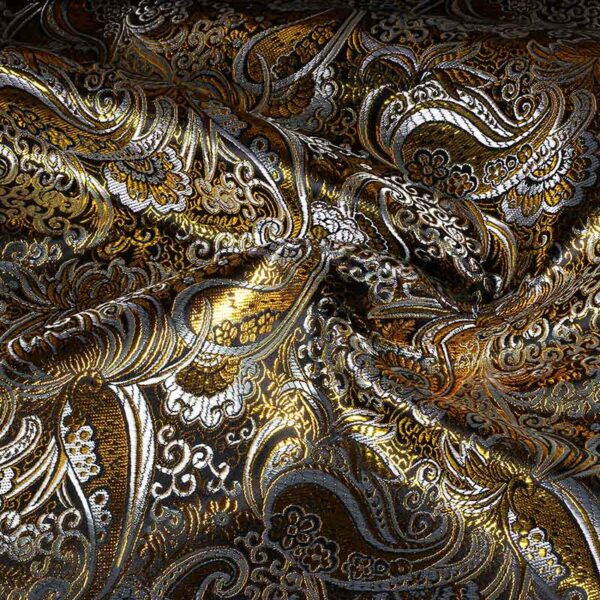 Jacquard Paisley Stoff schwarz mit Gold