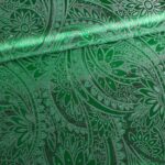 Jacquard fantasie bloem groen zilver