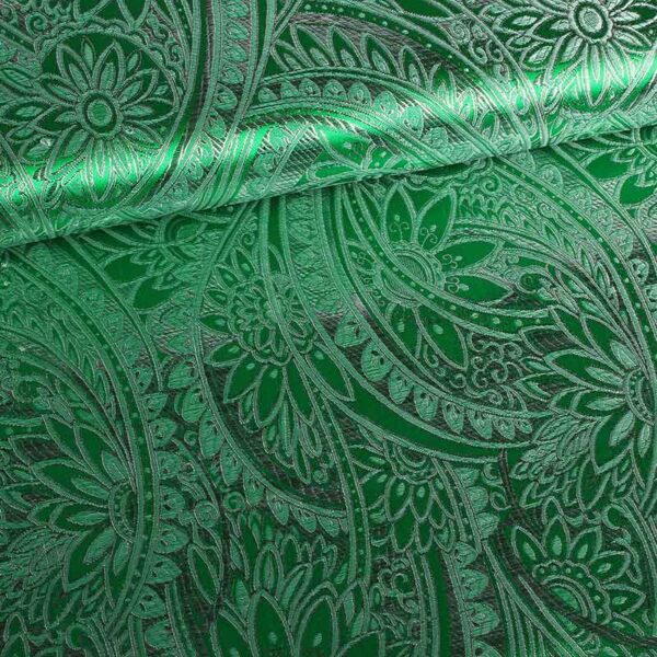 Jacquard Fantasie Blume grün Silber