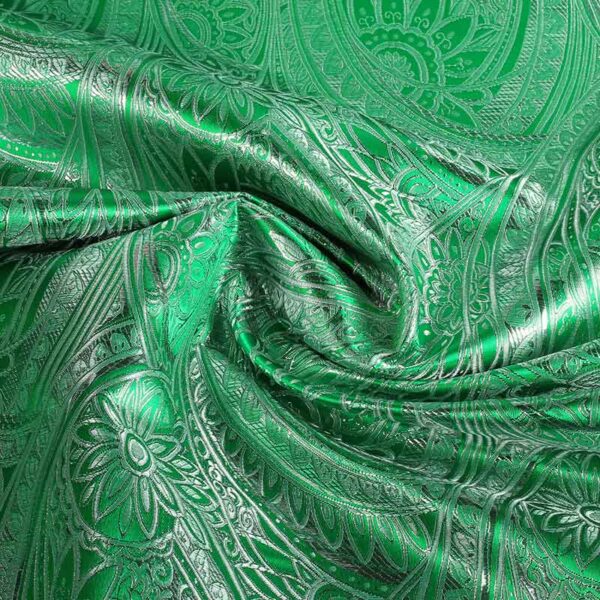 Jacquard Fantasie Blume grün Silber