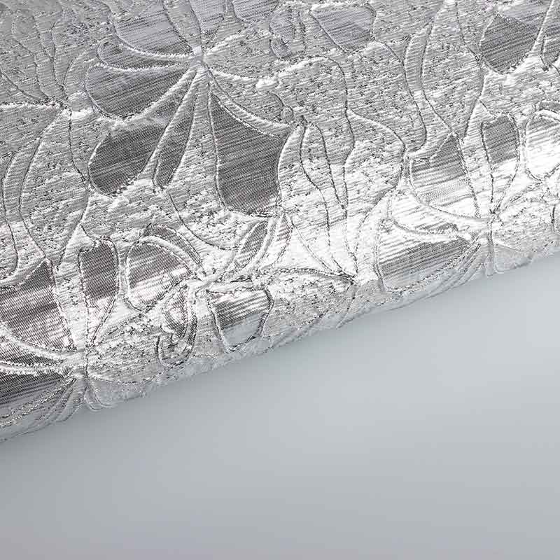 Jacquard-Stoff Blume tone-in-tone Lurex silber