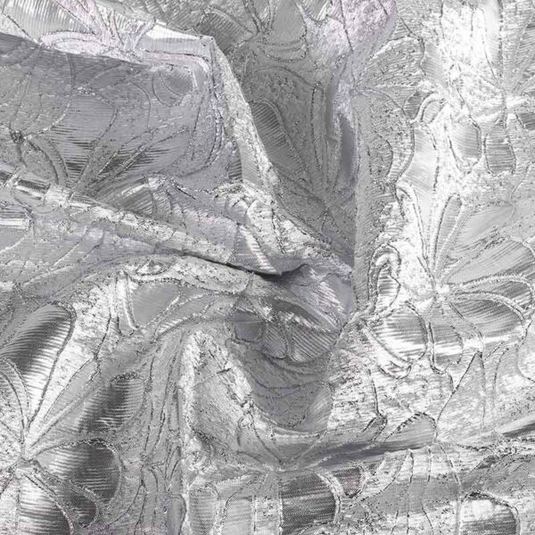 Jacquard-Stoff Blume tone-in-tone Lurex silber