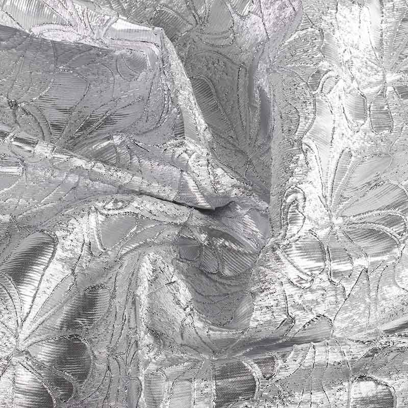 Jacquard-Stoff Blume tone-in-tone Lurex silber