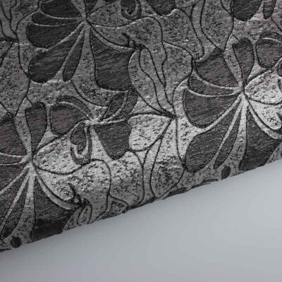 Jacquard-Stoff Blume Ton-in-Ton Lurex schwarz