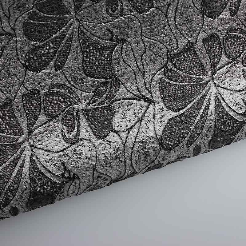 Jacquard-Stoff Blume Ton-in-Ton Lurex schwarz