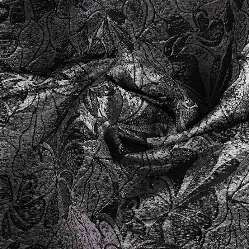 Jacquard-Stoff Blume Ton-in-Ton Lurex schwarz