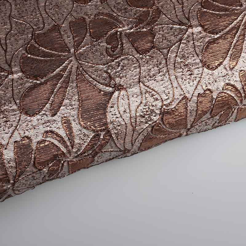 Jacquard-Stoff Blume tone-in-tone Lurex braun