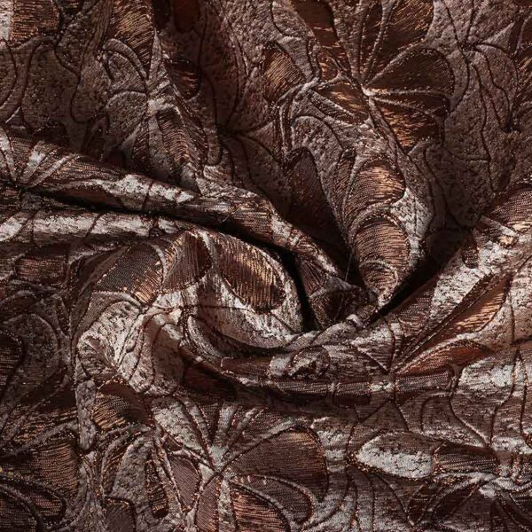 Jacquard-Stoff Blume tone-in-tone Lurex braun