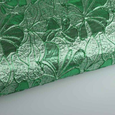 Jacquard-Stoff Blume Grün mit Lurex