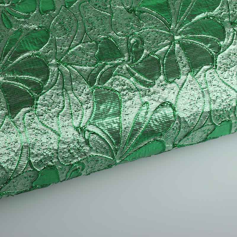 Jacquard-Stoff Blume Grün mit Lurex