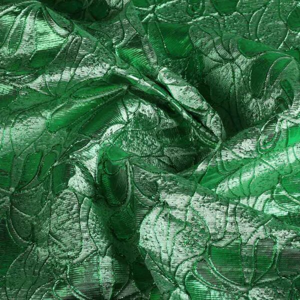 Jacquard-Stoff Blume Grün mit Lurex