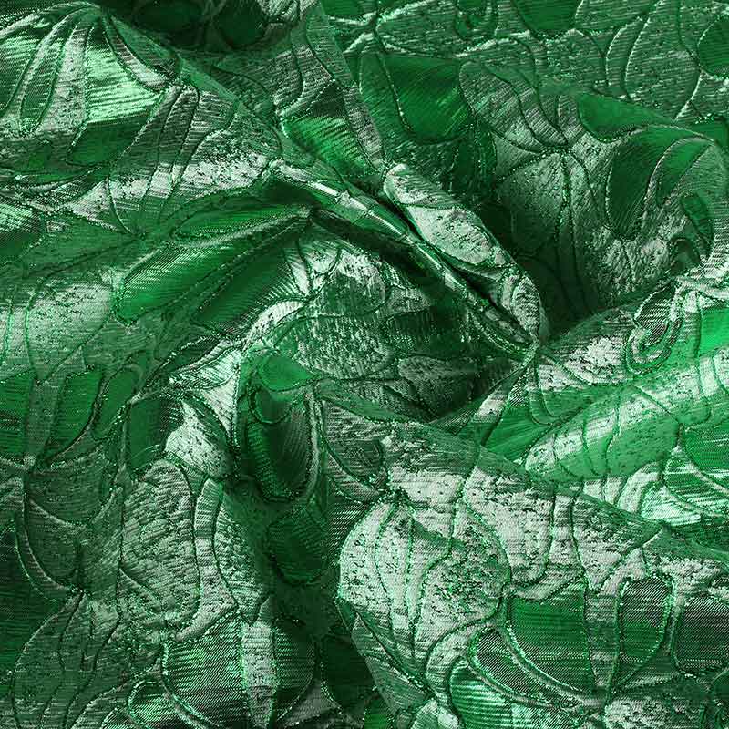 Jacquard-Stoff Blume Grün mit Lurex