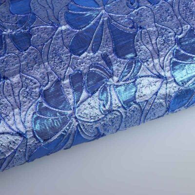 Jacquard-Stoff Blume tone in tone Lurex kobalt