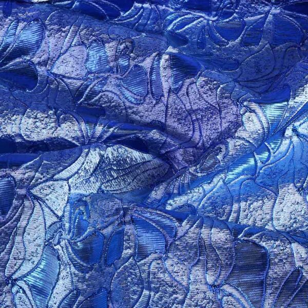 Jacquard-Stoff Blume tone in tone Lurex kobalt