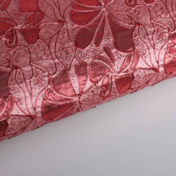 Jacquard-Stoff Blume Ton-in-Ton Lurex rot