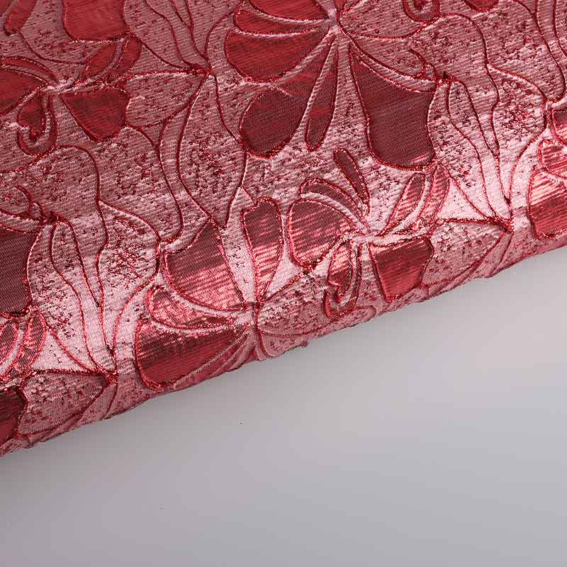 Jacquard-Stoff Blume Ton-in-Ton Lurex rot