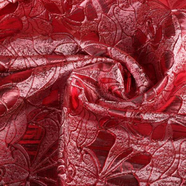 Jacquard-Stoff Blume Ton-in-Ton Lurex rot