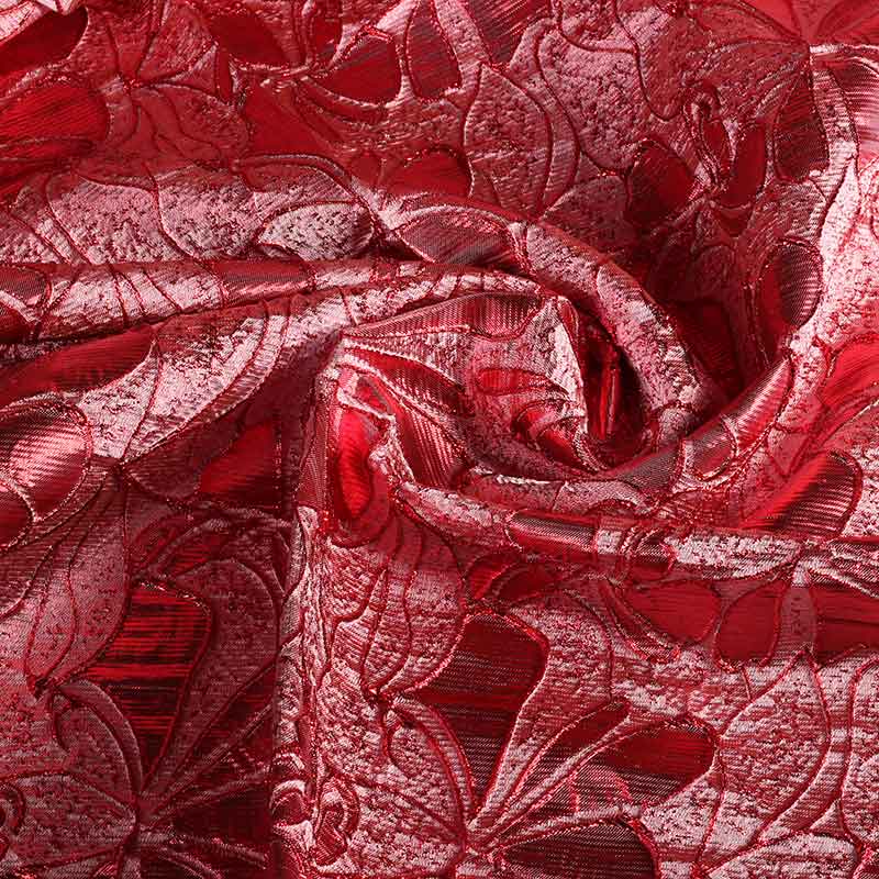 Jacquard-Stoff Blume Ton-in-Ton Lurex rot