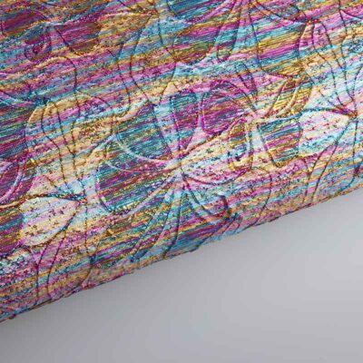 Jacquard-Stoff Blume Multicolor mit Lurex