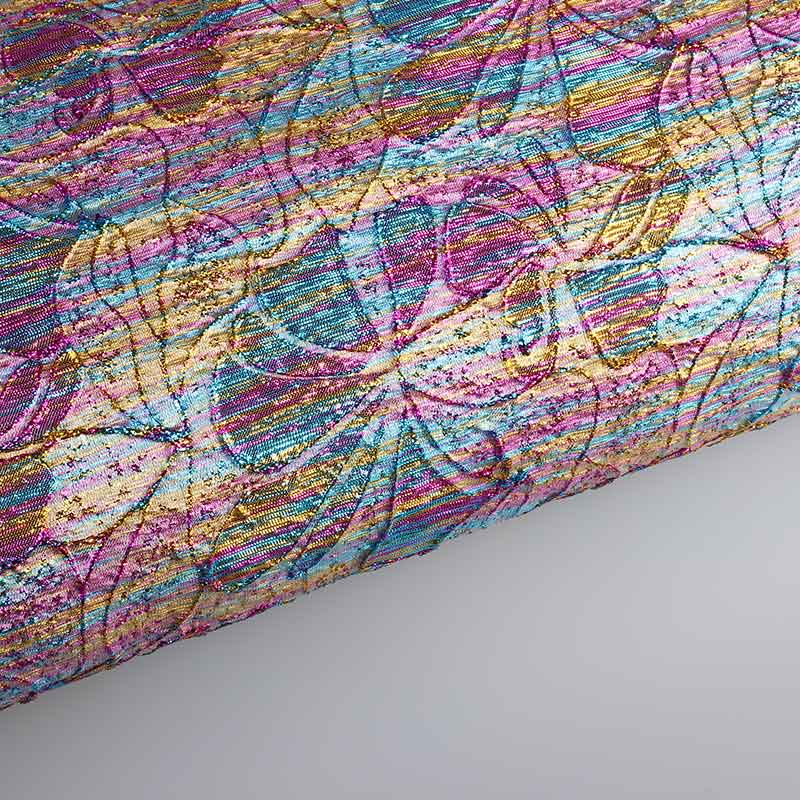 Jacquard-Stoff Blume Multicolor mit Lurex