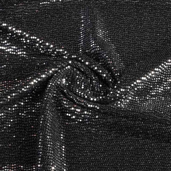 Stretch-Stoff Glitter Punkt silber