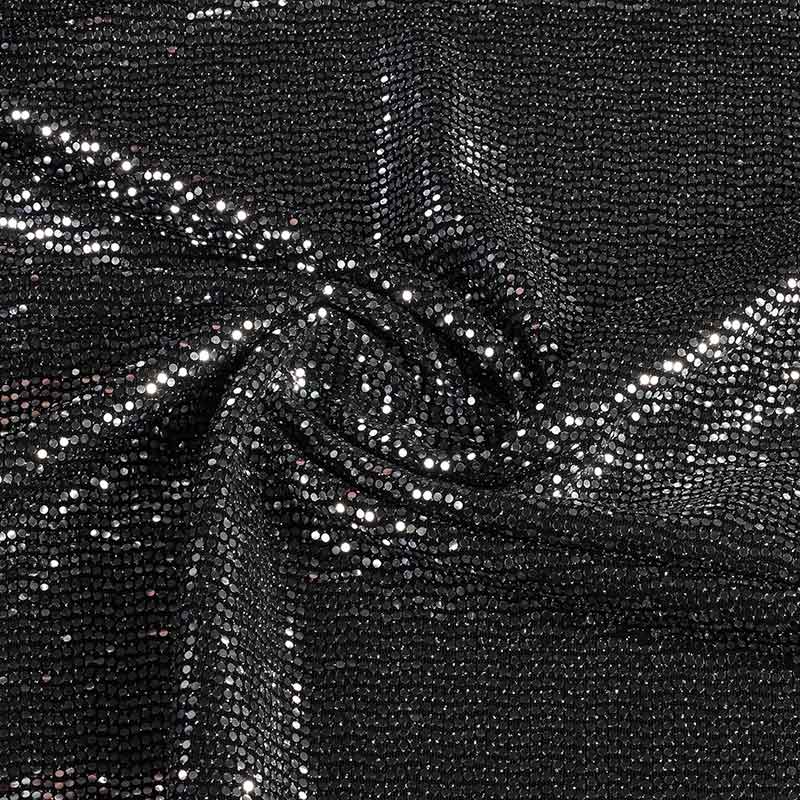 Stretch-Stoff Glitter Punkt silber